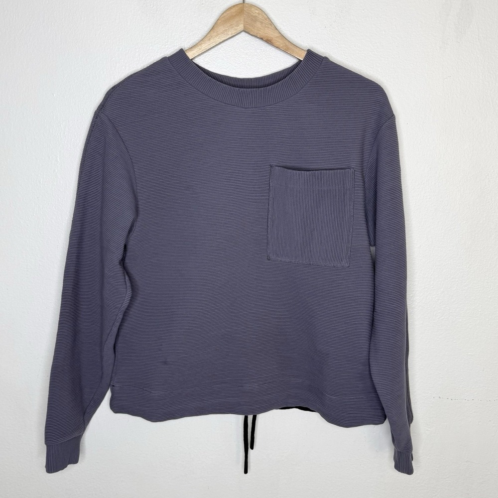 Varley Hewitt Blue Pullover Sweatshirt Ribbed Women's X-Small Athleisure Sweater